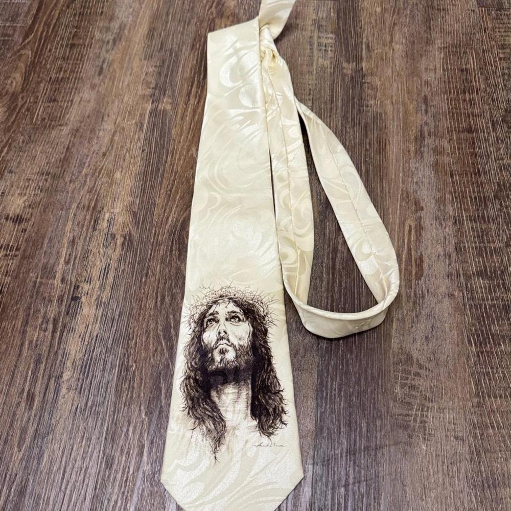 Jesus Christ Tie with black and white portrait of Jesus
